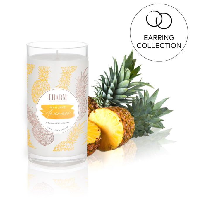 Charm Candle "Mahlane ananass" - Kõrvarõngastega