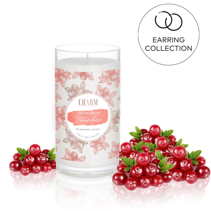 Charm Candle "Värskendav jõhvikas" - Kõrvarõngastega
