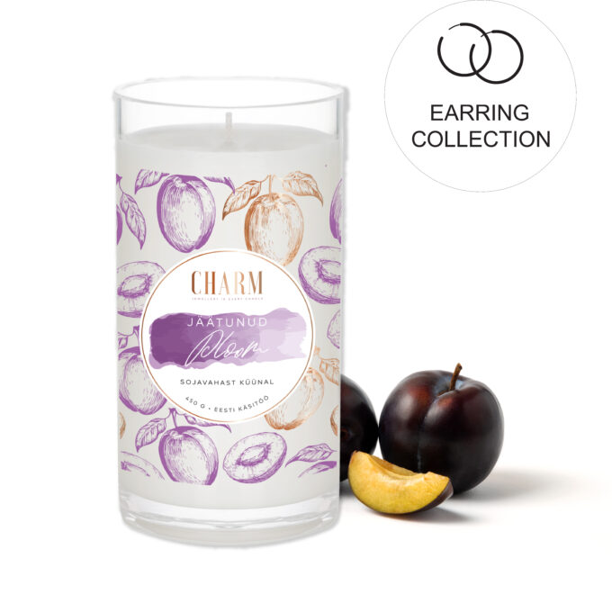 Charm Candle "Jäätunud ploom" - Kõrvarõngastega